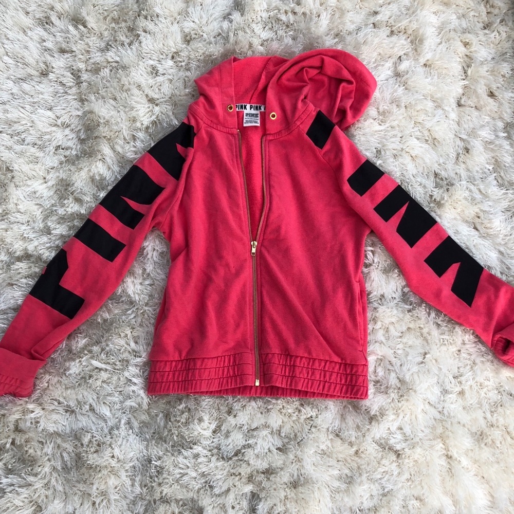 PINK red zip up hoodie